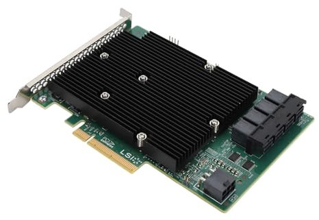 LSI SAS 9300 16I 12 GB/s SAS Controller HBA Karte, HBA Erweiterungskarte mit 16 SAS/SATA Ports, HBA Hostbus Adapterkarte, Kompatibel mit Windows, Linux, VMware, Freebsd