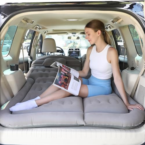 Liphier SUV Air Mattress Car Bed Inflatable Matelas pour Le siège arrière du Camion - Matelas d'air Pliable Lit d'air Portable pour la Maison, la Tente, Le Camping et Le Voyage (Gris Clair)