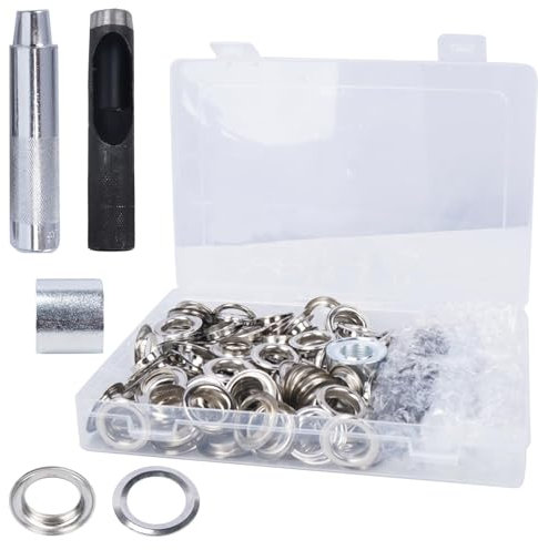 Luabue Lot de 240 œillets de 16 mm - Kit de réparation d'œillets en métal pour tissu, cuir, travaux manuels, bâches, rideaux et décoration