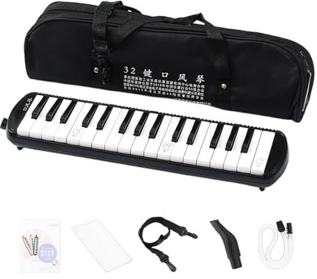 Generisch Melodica für Erwachsene, Melodica-Musikinstrumente, Blasinstrument - Luftklavier mit Tragetasche, Harmoniuminstrument, 32-Tasten-Tastatur für Anfänger und Profis in Schwarz