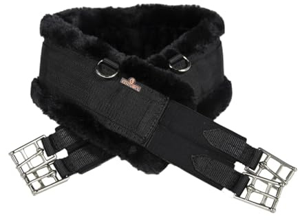 Kentucky Lamfell - Cinghia per sella, 145 cm, colore: Nero/Nero