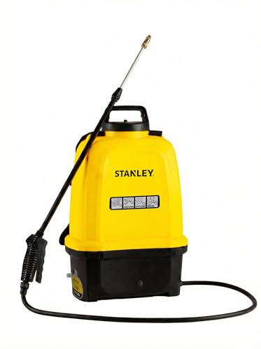 Stanley Pulverizador de presión 16 L, pulverizador de jardín, eléctrico, batería de Litio Recargable, Lanza telescópica, Boquilla Ajustable, autonomía 2 h, máx. 5 Bar, 0,6 L/min, Amarillo/Negro