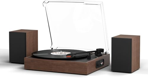 Giradischi in Vinile con Altoparlanti Stereo Esterni Giradischi Vintage per Dischi in Vinile Lettori LP Supporta la Riproduzione Wireless 2 Velocità Arresto Automatico Uscita RCA