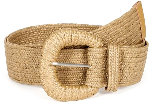 VONMELLI Cinturón elástico de paja trenzada para mujer correas elásticas para vestido de moda cinturón de cintura Boho Correas de mujer de rafia de ratán