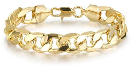 Bling King London – Gold Cuban Curb Link Bracelet 12MM Thick 9 inch Long