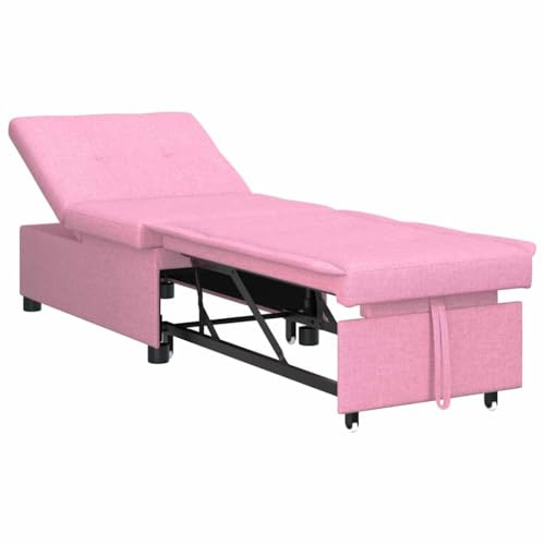 vidaXL 3-i-1 Soffbed Utdragbar Design i Rosa Tyg | Kompakt soffa med justerbart stöd, perfekt för vardagsrum och sovrum, hållbar och stabil ram, avslappnad inredning, konvertibel sittplats inomhus