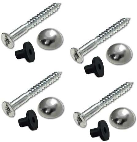 Pack of 4 Zinc Mirror Screws 32mm with Rubber Washers – 13mm Polished Chrome Dome Caps, Rust-Proof Decorative Fixings