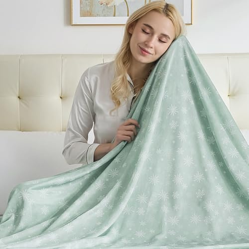 RUMBALUXY Enfriamiento de Verano, Manta de Verano, Manta refrescante para Sudores nocturnos, Japonesa Q-MAX> 0.45, Verde Claro-Nieve, 228x228cm
