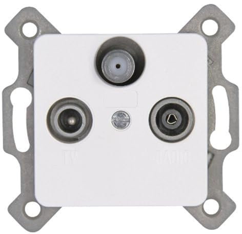 Kopp Europa Antennensteckdose TV/RF/SAT, 915813089, Arktis-weiß, 3 Ausgänge mit Sockel