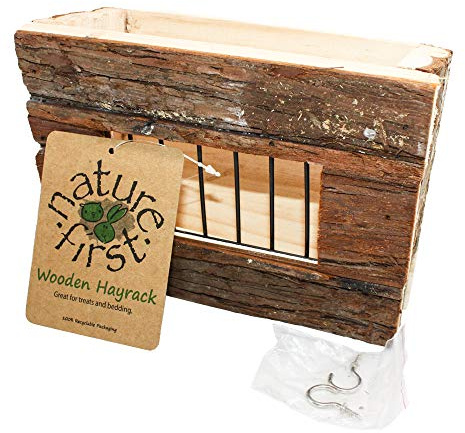 Nature First Wooden Hayrack Lightweight Portable Premium Natural Non Toxic Durable Long Lasting for Small Animal Habitats