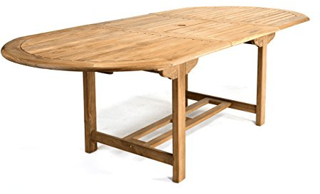 Divero Ausziehbarer Gartentisch Malaga aus Teak-Holz, behandelt – Farbe: Braun