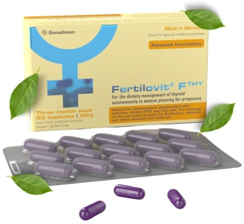 Fertilovit® F THY - jodfreie Kinderwunsch Vitamine - vegan - Schilddrüse - Hashimoto - Selen - 90 Kapseln für 3 Monate