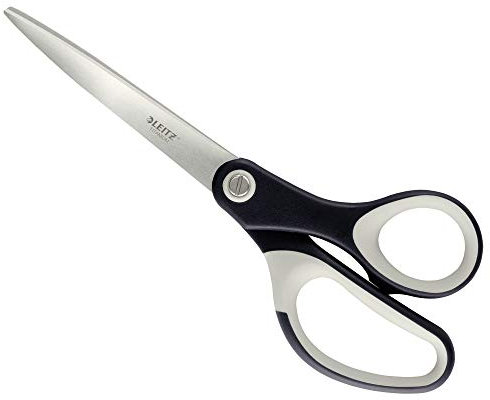 Leitz Titan Schere, Hochwertige Haushaltsschere mit ergonomischem Griff, Klingen aus rostfreiem Stahl, Für zu Hause, Büro und Schule, Länge 20,5 cm, Schwarz, 54176095