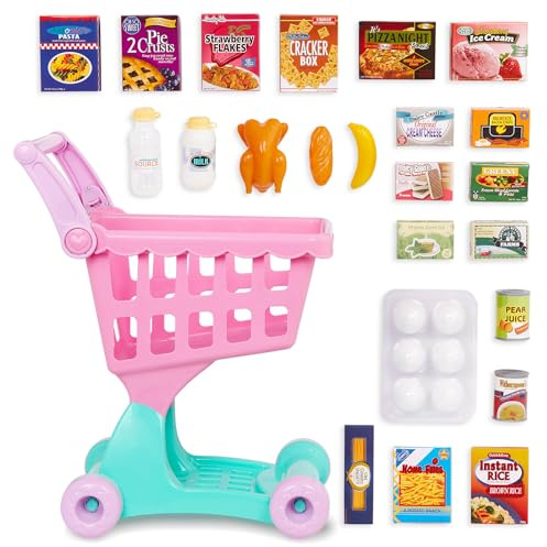 Battat - Journée de Shopping Chariot d'épicerie - Chariot de supermarché et Nourriture pour Enfants - Aliments pour Jouets - Jouet de Cuisine pour Tout-Petits et Enfants - Jouet d'éveil - 2 Ans et +