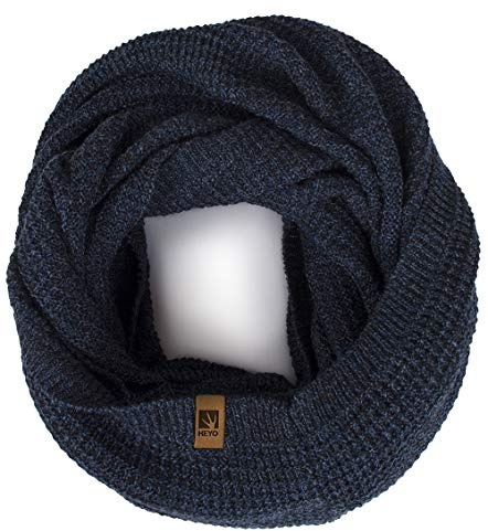 Heyo H16025 Bufanda Circular de Invierno para Hombre | Infinita de Punto Suave y Cálida | Color Azul Oscuro, Tamaño Universal