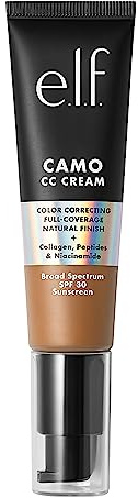 e.l.f. Camo CC Cream, Fond de teint correcteur de couleur à couverture moyenne à complète avec SPF 30, profondeur 510 C, 30 g