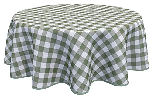 Home Direct - Mantel Redondo de Hule de PVC, fácil de Limpiar, 160 cm, diseño de Vichy, Color Verde Salvia
