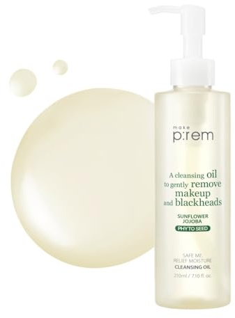 MAKE P:REM Safe Me. Relief Moisture Cleansing Oil, Deep Pore Cleansing Makeup Remover for Oily Skin, All Skin Types, Gentle Blackhead Remover, Korean Skin Care, 7.1 fl.oz. (210ml)