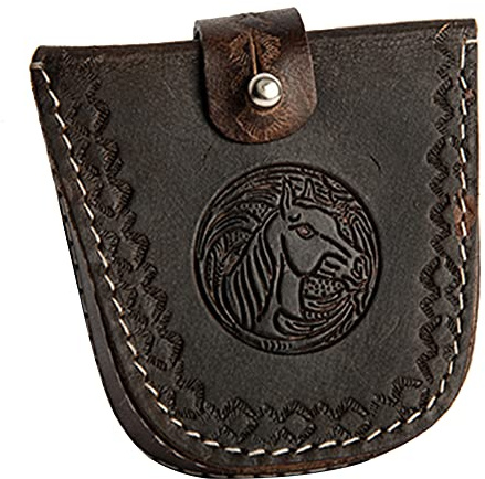 Hulara Top Grain Buff Leather Slingshot Ammo Holder Bag Storage Gun Ammo Case Brown with Belt Loop & Metal Closure Ammunition Pouch for Hunting...
