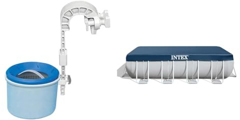 Intex Skimmer de Superficie - Skimmer de Superficie de Montaje en Pared de Lujo - Skimmer de suspens & 28037 - Cobertor Piscina Rectangular Prism Frame 400 x 200 cm, Color Azul