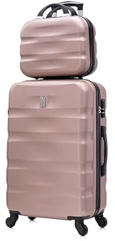 CELIMS - 2-teilige Koffersets | Großer Koffer 75cm + Kulturbeutel | Großer Koffer 4 Räder Leicht | Großer Koffer | Roségold