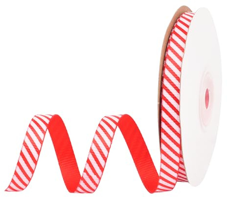 MEISH Ruban de Noël à rayures rouge et blanc à rayures pour loisirs créatifs, emballage cadeau, décorations de fête de Noël