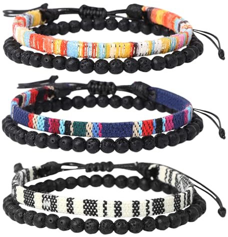 6er Set Surfer-Armband Herren & Damen, Handmade Perlen-Armband Boho Stoff-Armband, Surfer Armband Bohemian Fabric Armbänder Sommer-Strand-Schmuck Sport Outdoor Damen Armband