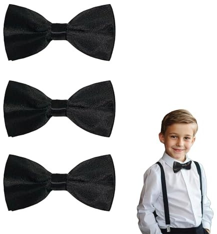 GETFACAI 3 PCS Kids Bow Tie - Adjustable Black for Boys, Baby, Toddler - Formal Events Including Wedding, Birthday, Party, Prom, Banquet and Fancy Dress