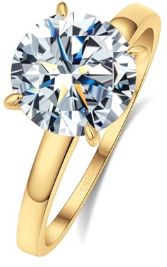 1.5 CT Round Moissanite Engagement Rings for Women,18K White Gold Plated S925 Sterling Silver Ring Solitaire Moissanite Promise Ring For Her,D Color VVS1 Wedding Band Moissanite Ring Size7