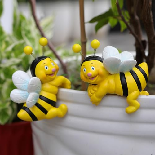 JARPSIRY Lot de 2 jolies abeilles grimpantes en résine à suspendre pour la maison, le jardin, la clôture, le balcon, la terrasse, la pelouse, la cour