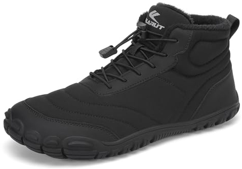 FLARUT Invierno Descalzo Zapatos Hombres Mujeres Caliente Forrado Zapatos de Invierno Puntera Ancha Resistente al Agua Trail Running Zapatos Botas de Invierno(Negro,44)