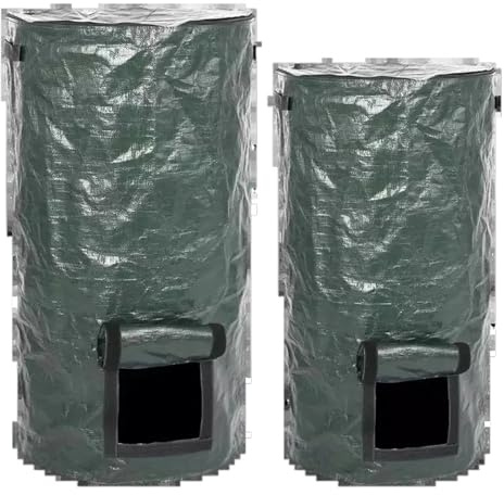 Sacchetti per rifiuti da giardino, cortile, serra, compost, raccolta rifiuti di erba fermentata, contenitore per foglie con finestra di visualizzazione (60 x 35 cm)