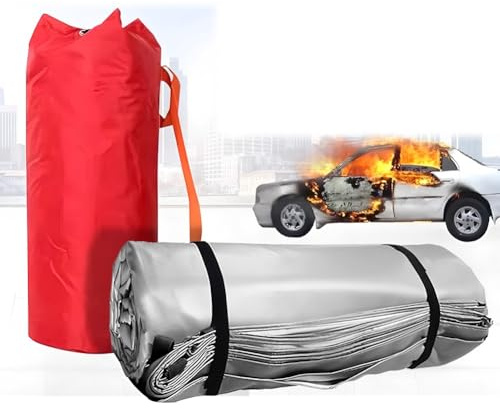 Manta ignífuga de Emergencia para Coches y vehículos eléctricos, Aislamiento térmico de Fibra de Vidrio de 4 x 6 m, fácil de Instalar, Ideal para Camiones y SUV.