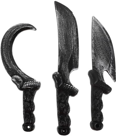 COLLBATH 3 Pièces Couteau Costume Halloween Accessoire Plastique Incurvée Réaliste Décoration Fête Cosplay Pirate Imitation