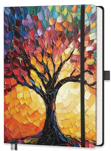 AUTEMPO A5 Dotted Notebook, 192 Pages, Hardcover, Colorful Tree | Journal Notepad with 100 GSM Paper, for Men & Women, Journaling, Planning, Tracking, 14.5 x 21cm