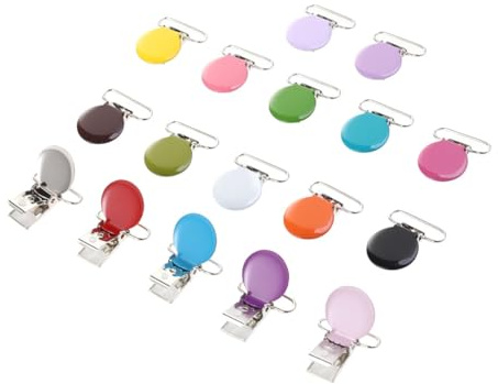 Clips Ronds Métalliques pour Vêtements, 17 Pièces, Acier, Couture | DIY et Loisirs Créatifs, Fixation Solide, Finition Brillante, Simple et Élégante, avec Clip Porte-bavoir