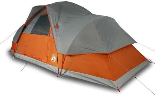 HFXHIJXQ Tienda cúpula para 9 personas, gran tienda familiar para camping y exterior, de poliéster con varillas de fibra de vidrio, color naranja, 488 x 274 x 190 cm