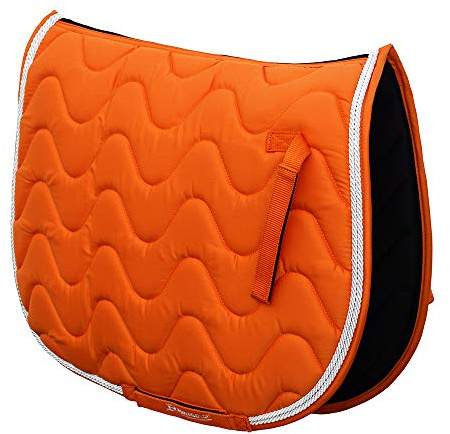 Rhinegold Tapis de Selle rembourré pour Cheval ou Poney, Motifs Vagues, Superbes Couleurs, Toutes Tailles M Orange