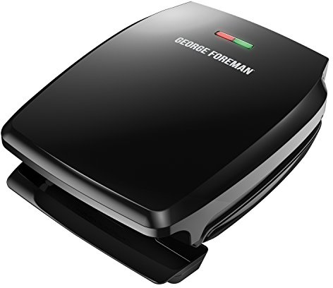 George Foreman GR340FB 4-Serving Classic Plate Electric Indoor Grill and Panini Press, Black