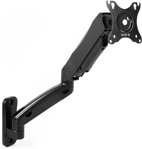 VIVO MOUNT-V001G Höhenverstellbare, pneumatische, verlängerte Arm, Einzel-Monitorwandhalterung, voll beweglich, passend für 43,2 bis 27 Zoll Bildschirm, Schwarz