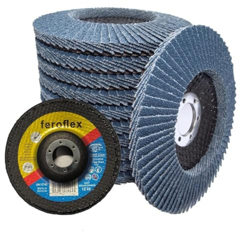 40 stk.Feroflex® Fächerscheiben 125 mm Profi-Qualität Lamellenscheiben Schleifscheiben Schleifmopteller (Korn 40, 40)