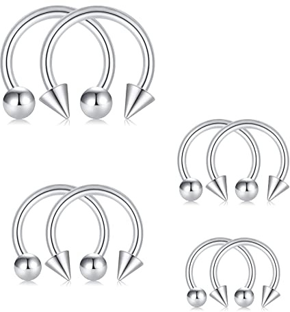 Rajnard Piercing Nez Anneaux Piercing Septum 16G 8/10/12mm Acier Chirurgical Piercing Helix Tragus Cartilage Levre Anneau de Fer a Cheval Bijoux de Piercing