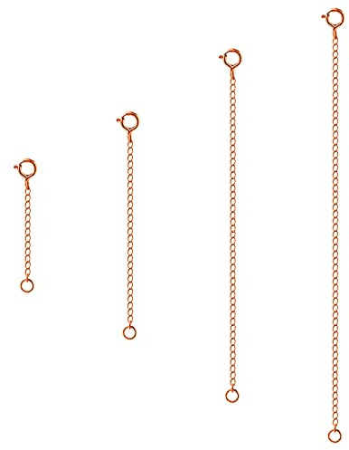 Necklace Extender, 4Pcs Rose Gold 925 Sterling Silver Necklace Extenders Chain Bracelet Anklet Extension for Women Multiple Necklaces Jewelry (1”, 2”, 3”, 4”)