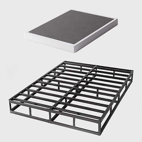 Bedsnus Queen Size Box Spring and Cover Set, 9 Inch High Profile Metal BoxSpring, Heavy Duty Structure Mattress Foundation, Noise Free, Non-Slip, Easy Assembly