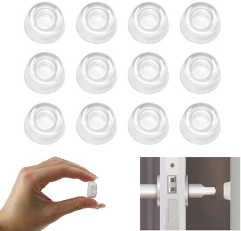 12 Pièces Tampon Porte Transparente, Butee de Porte Adhésive Transparente Ø 22 mm, Butée de Poignée Ronde de Porte Murale, Tampon Amortisseur Porte en Silicone pour Armoires, Porte, Verre, Meubles