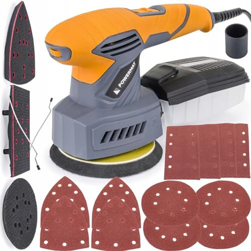 POWERMAT Levigatrice Orbitale 1200W Per Legno Levigatrice Rotorbitale 3 in 1 Multifunzione 125 mm Impugnatura Soft Grip Professionale Con Valigetta