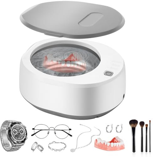 LYtech Limpiador Ultrasonidos 340ML 49000Hz Limpiador ultrasónico de Joyas Limpiador Ultrasonidos Dental con 3 Modos de Tiempo Máquina Limpiadora por Ultrasonidos para Dentaduras Joyas Relojes