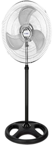 UBOON Ventilador de Pie Potente y Silencioso - Ventilador con Altura Regulable, 3 Velocidades, Sin Vibración, Base Estable, Fácil de Montar