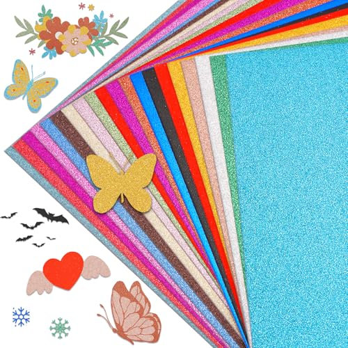PETUTU Tonpapier a4 bunt – Glitzerpapier zum Basteln, Bastelpapier 20 Farben 20 Blatt 250 g/m²