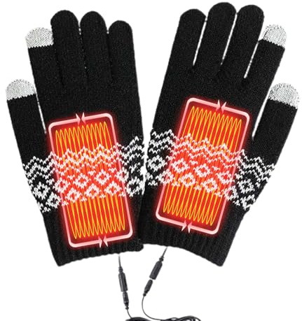 Värmetandskar – elektriska uppvärmda handskar, justerbar värmeinställning med full finger | perfekt för vintersport utomhusarbete kallt väder, uppladdningsbart batteri vattentätt material bekväm
